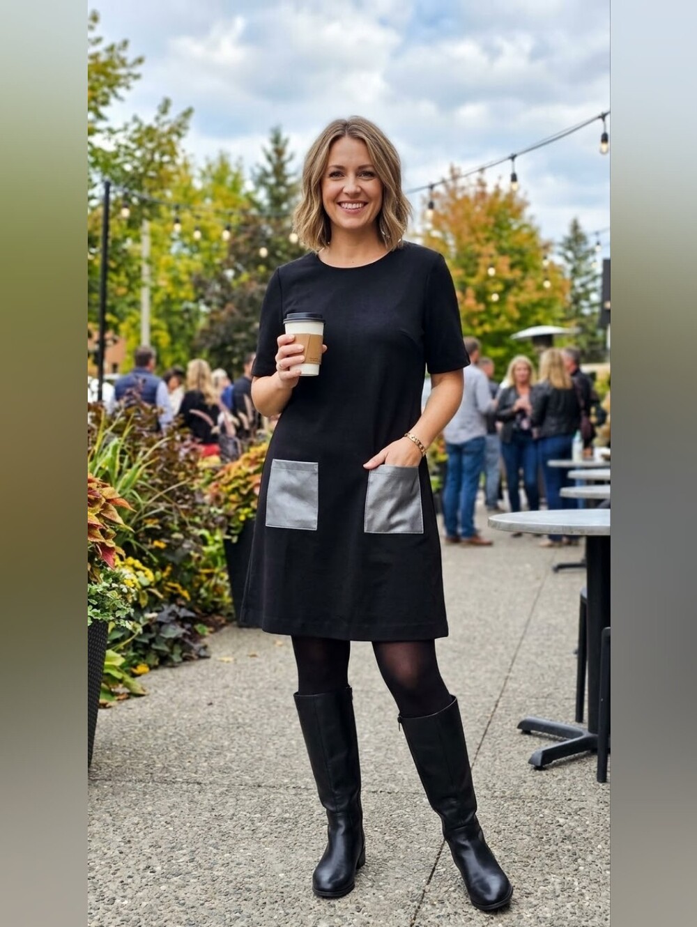 REITMANS Jolie Robe noire Reitmans à poches en similicuir